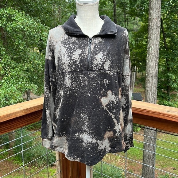 Custom Bleach Dyed Victoria’s Secret PINK Pullover 1/4 Sweater Women M Big Logo - Picture 2 of 10